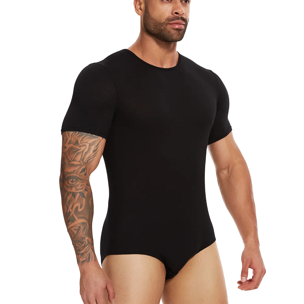 Body Moldeador de Manga Corta para Hombre – Control de Barriga y Entrenador de Cintura