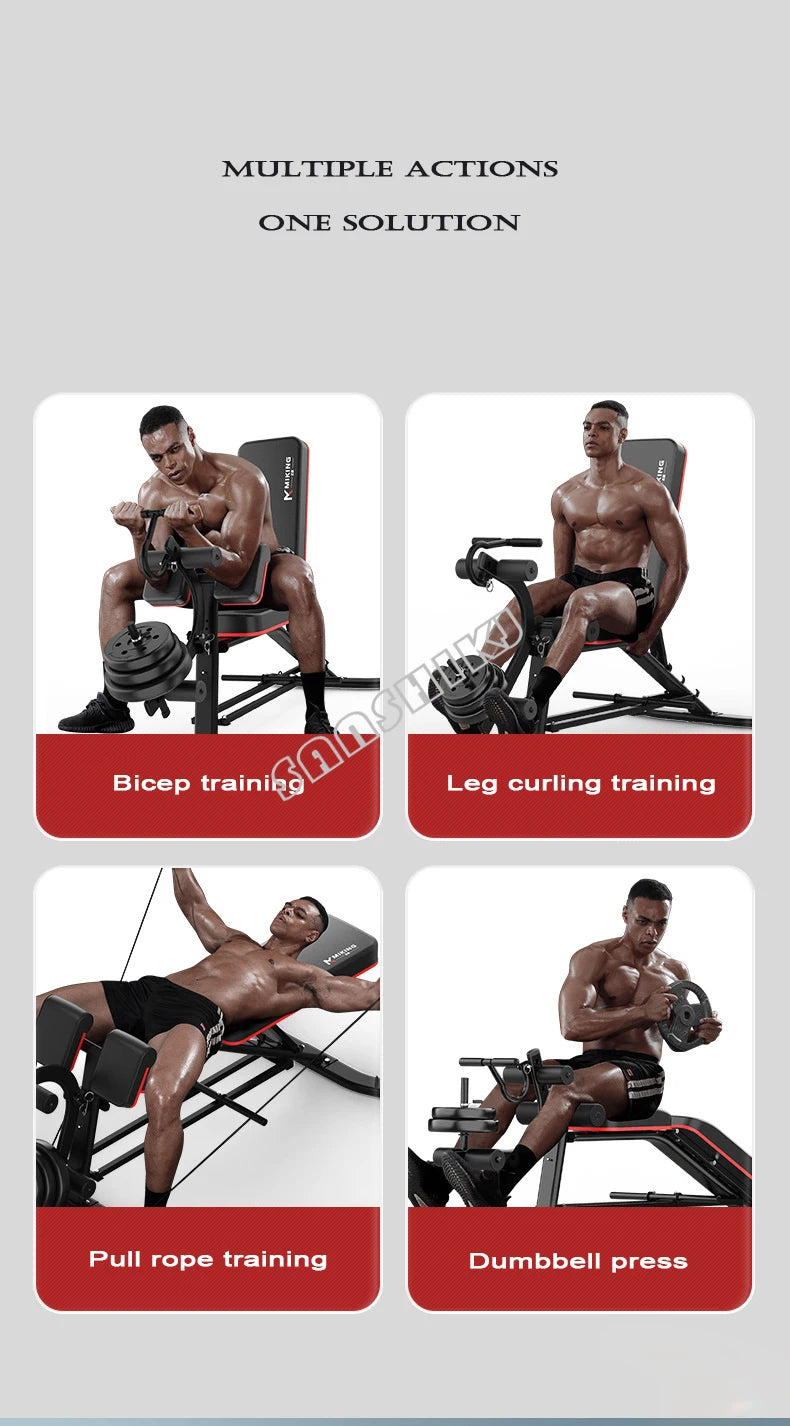 Banco Multifunción de Pesas y Fitness | Silla Romana, Curl de Bíceps, Abdominales | 300 kg
