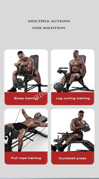 Banco Multifunción de Pesas y Fitness | Silla Romana, Curl de Bíceps, Abdominales | 300 kg