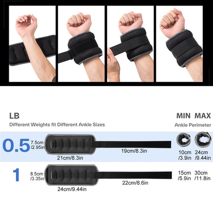 1 Pair Ankle and Wrist Weights (0.25kg/0.5kg each pack) for Women and Men, New Leg and Arm Weights Set with Adjustable Straps for Exercise