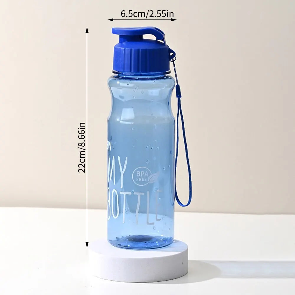 Botella Deportiva 550ml Tritan Transparente – Cuerda Anticaída, Tapa con Clic, Aislamiento Térmico