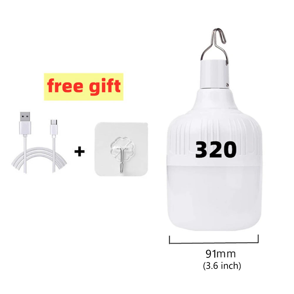 Bombilla LED Portátil Recargable USB con Gancho | 4 Modos, Alta Potencia para Camping y Exteriores