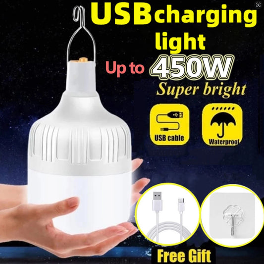 Bombilla LED Portátil Recargable USB con Gancho | 4 Modos, Alta Potencia para Camping y Exteriores