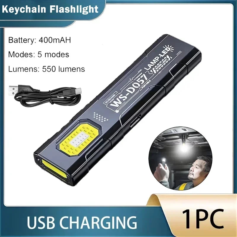 Portable COB LED Lantern, USB Rechargeable Work Light, Magnetic Hanging Lamp with Built-in Battery, Camping Flashlight