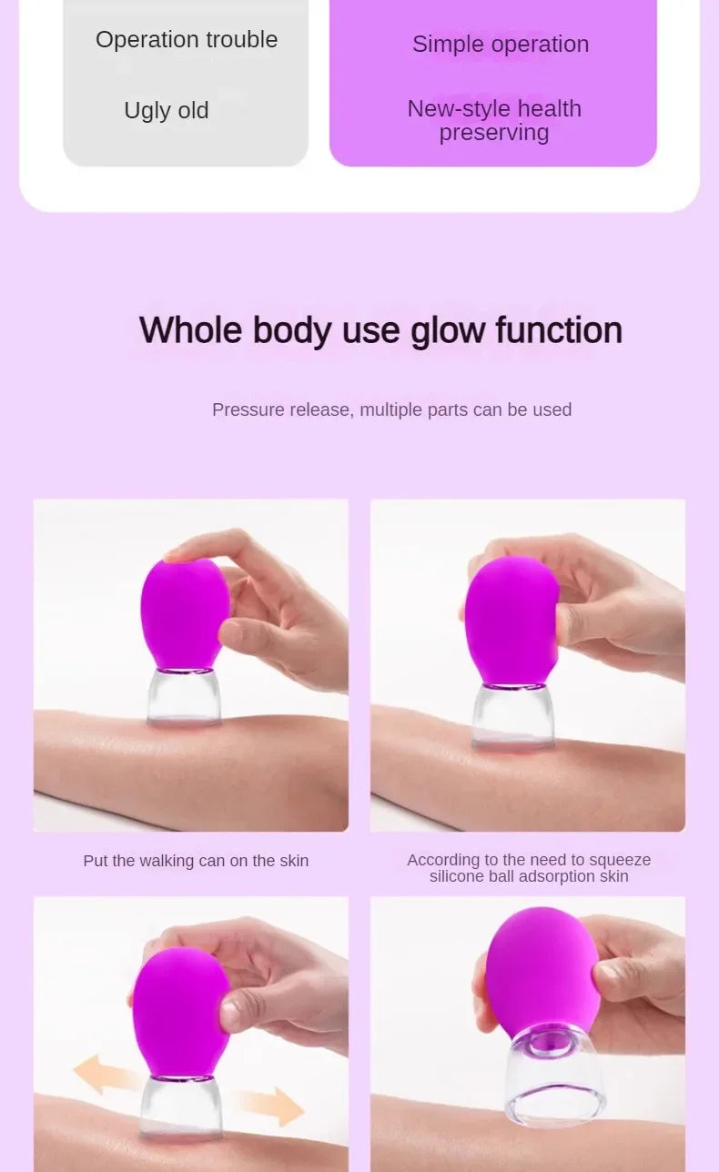 Taza de masaje con ventosas de silicona para el cuerpo, cara, cuello, masajeador de ojos, tanque de vacío, cuidado Facial corporal, herramienta de belleza antienvejecimiento