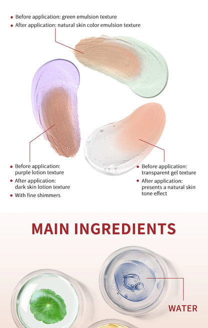 Crema de Base líquida que cambia de Color, Centella Coreana de alta cobertura, 3 piezas, CC