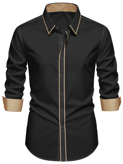 2025 nueva camisa de retazos para hombre, moda de lujo, manga larga, inteligente, informal, esmoquin para las cuatro estaciones, camisas microelásticas para hombre