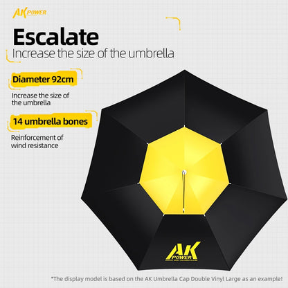 Portable folding umbrella, UPF 50+ hat, UV protection, hands-free umbrella, 7 ribs, waterproof, for fishing and gardening