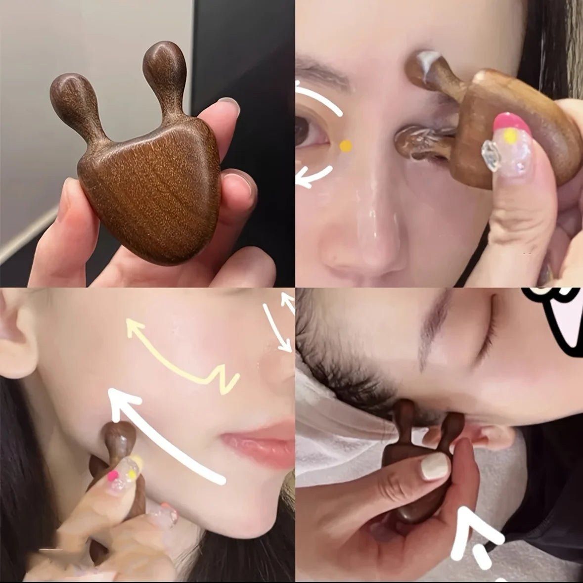 Masajeador Facial de Sándalo – Meridianos, Nariz y Ojos