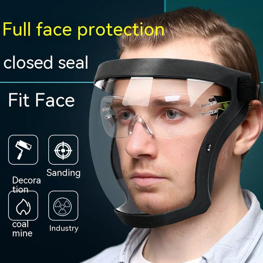 Transparent Face Shield for Work, Anti-fog Oil-proof Full Face Mask for Kitchen