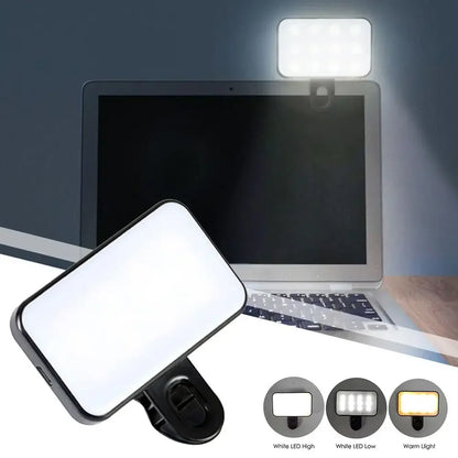 Mini Portable Selfie Fill Light, Rechargeable, 3 Adjustable Brightness Modes, Mobile Phone Clip, Makeup, Computer Fill Light