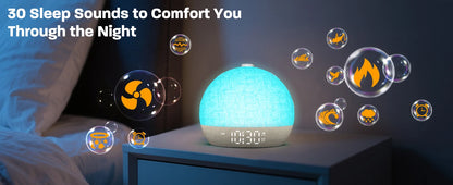 Despertador con Luz de Amanecer | 30 Sonidos, Luz RGB y Temporizador