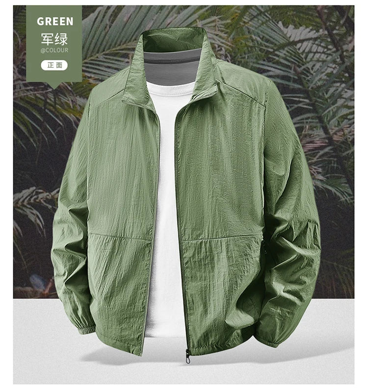 Chaqueta UV UPF50+ para Hombre Tallas Grandes – Cortavientos Ligero de Verano M-8XL