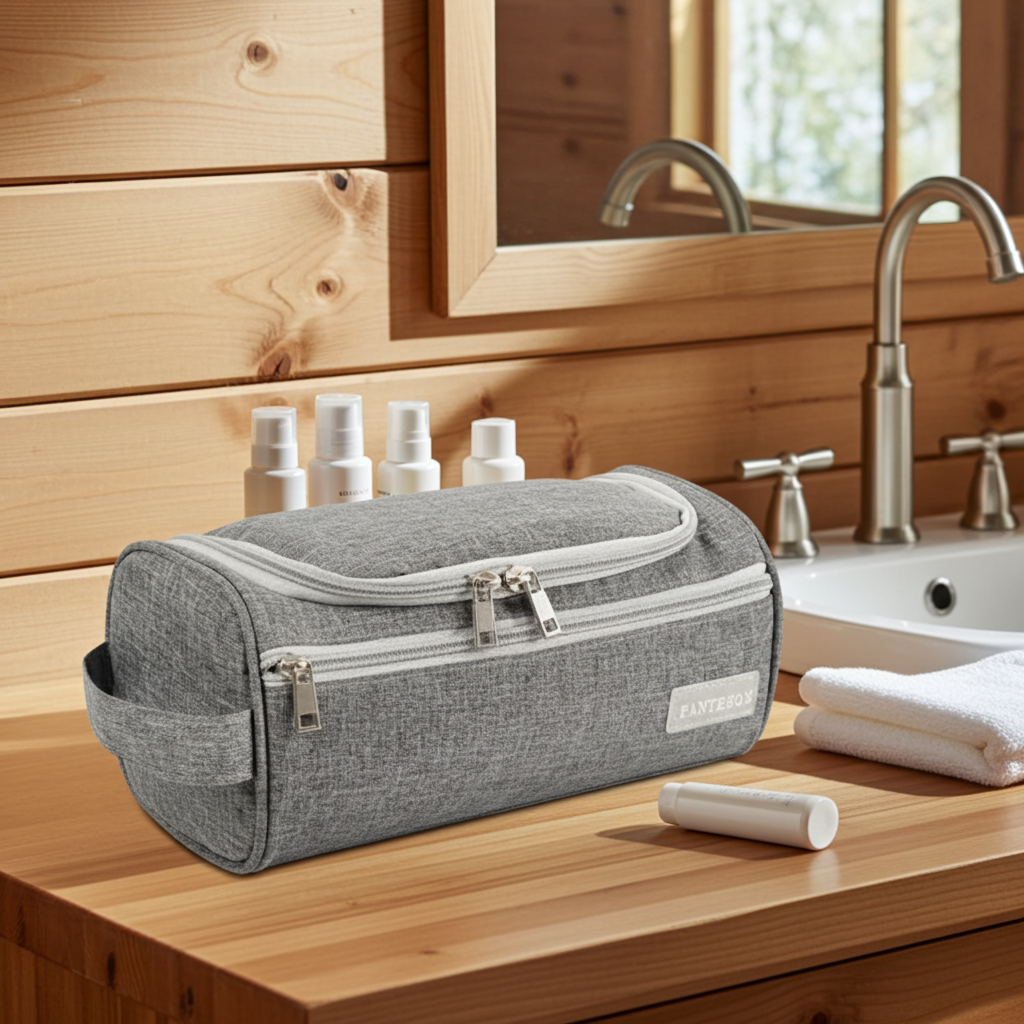 Hanging Travel Toiletry Bag | Men and Women | Waterproof | Gray