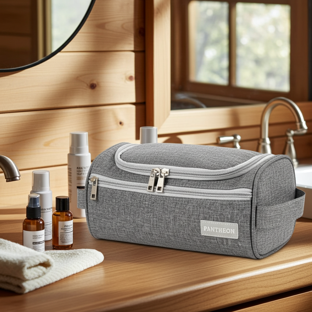 Hanging Travel Toiletry Bag | Men and Women | Waterproof | Gray