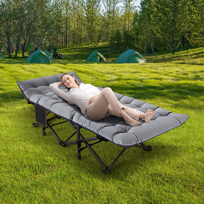 Folding Camping Cots for Adults 880Lbs, 2 Pack 28" Extra Wide Sturdy Sleeping Cot, Folding Rollaway Guest Bed with 3.3 Inch 2 Sided Mattress & Carry Bag