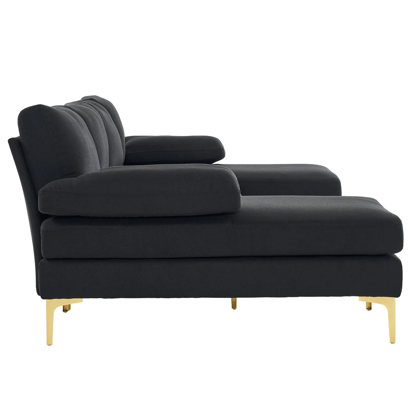 Sofá Seccional, Juego De Sofá Convertible En Forma De U Con Tela De Lino Suave, Sofá Cama Con Chaise Para Sala De Estar 4 Asientos Negro