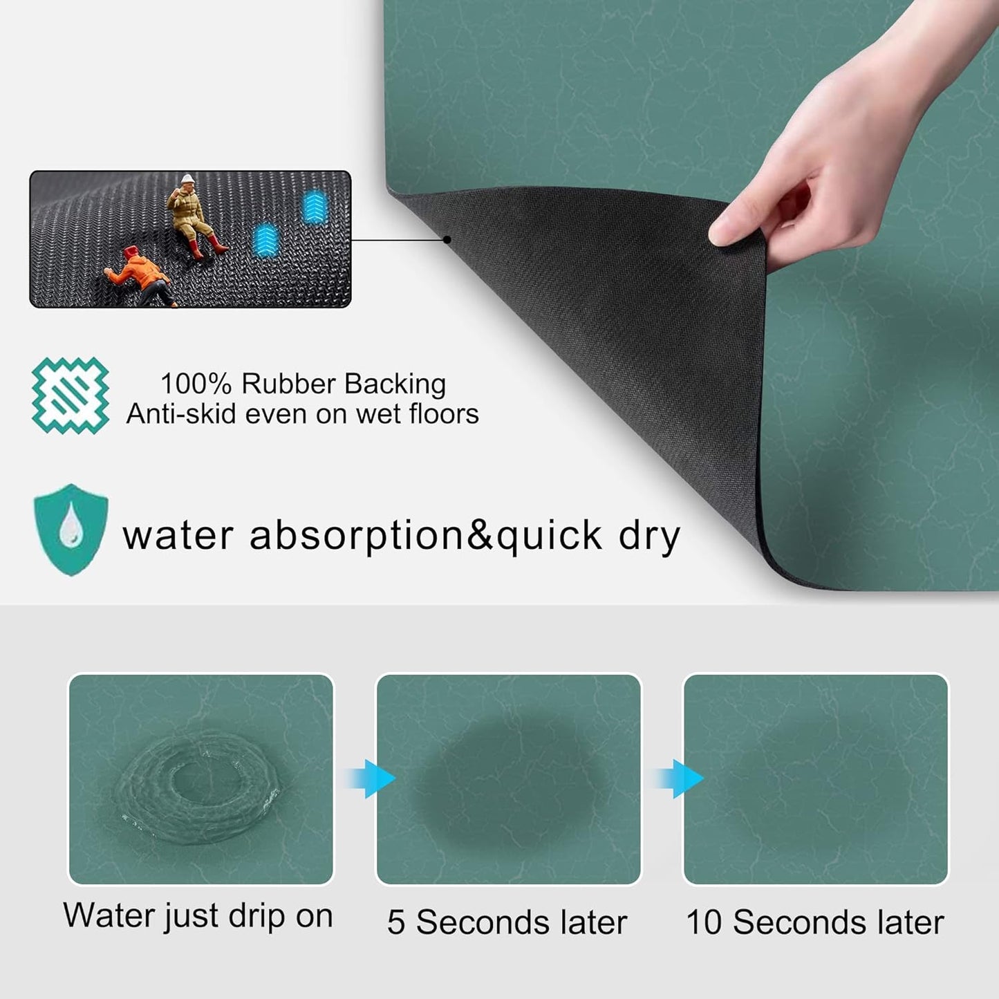 Coffee Maker Mat for Countertops, Absorbent, Washable, Reversible Microfiber Dish Drying Mat for Kitchen Accessories, under Small Appliance Mats