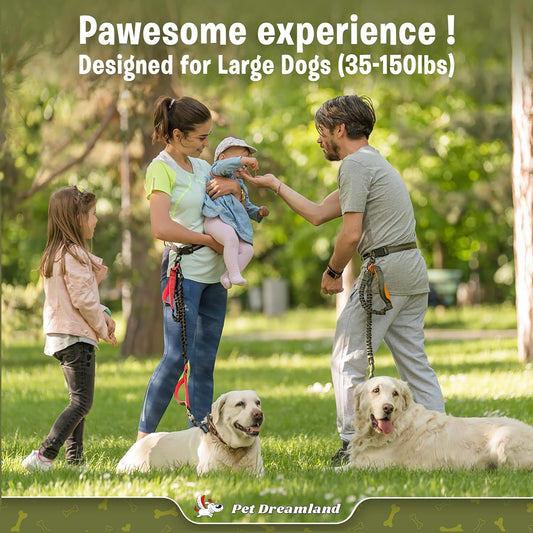 Exquisite Handsfree Dog Leash for Large Dogs. Ultimate Comfort & Freedom for Walking and Hiking. Premium Quality, Durable & Versatile Waist Belt. Your Dog Will Love This Running Leash.