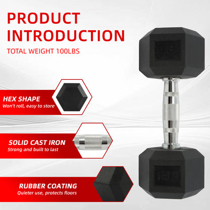 Dumbbell Set, Pairs of 5 Lb, 10 Lb, 15 Lb, and 20 Lb