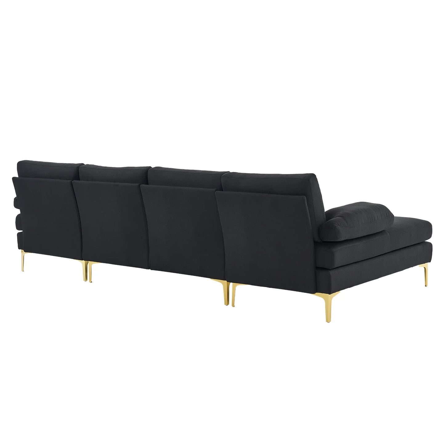 Sofá Seccional, Juego De Sofá Convertible En Forma De U Con Tela De Lino Suave, Sofá Cama Con Chaise Para Sala De Estar 4 Asientos Negro