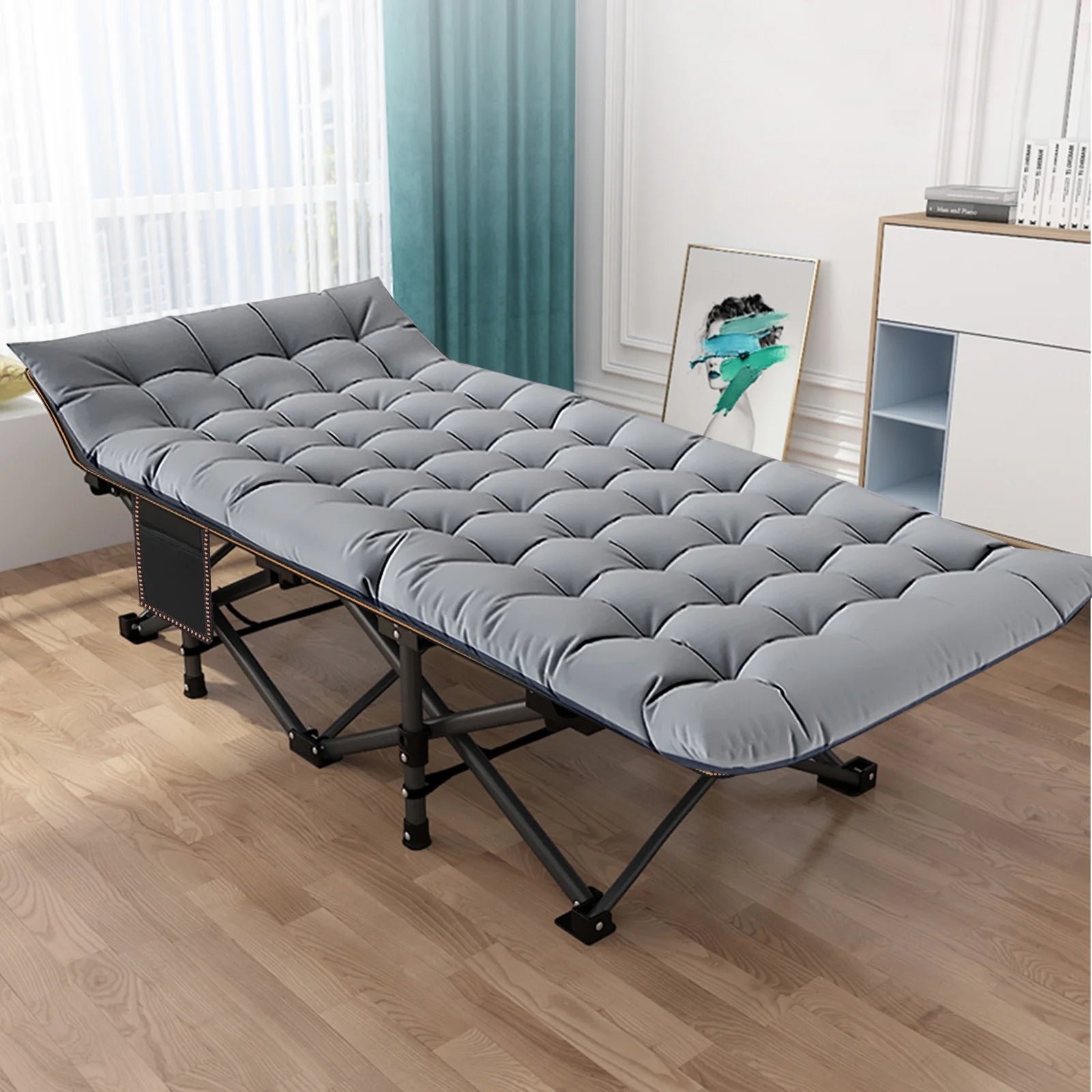 Folding Camping Cots for Adults 880Lbs, 2 Pack 28" Extra Wide Sturdy Sleeping Cot, Folding Rollaway Guest Bed with 3.3 Inch 2 Sided Mattress & Carry Bag