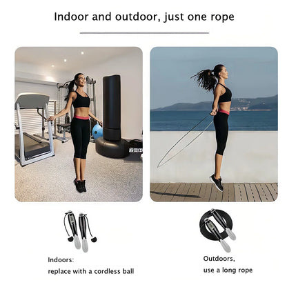 Cuerdas De Salto Inalámbricas Con Peso Con 2 Pelotas Y Cuerda Ajustable Para El Cuerpo Para Niños, Hombres Y Mujeres, Cuerda De Conteo Digital Rápido Sin Cuerda Con Contador De Calorías Para Entrenamiento De Fitness En Interiores, Boxeo Y Gimnasio