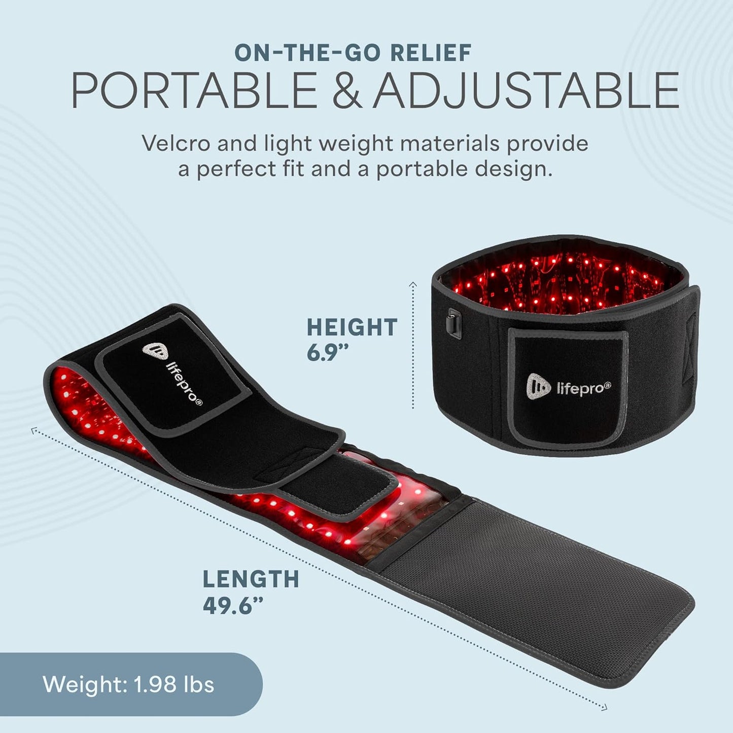 Red Light Therapy Belt – Allevared Infrared Red Light Therapy for Body, Back Pain and Shoulder - 660Nm & 850Nm near Infrared Heating Pad – Adjustable & Portable for Wellness & Relaxation