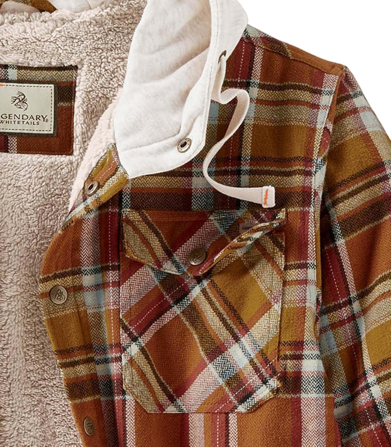 Mens Hooded Shirt Jacket Plaid Flannel Berber Lined Polyfill Insulated Shacket