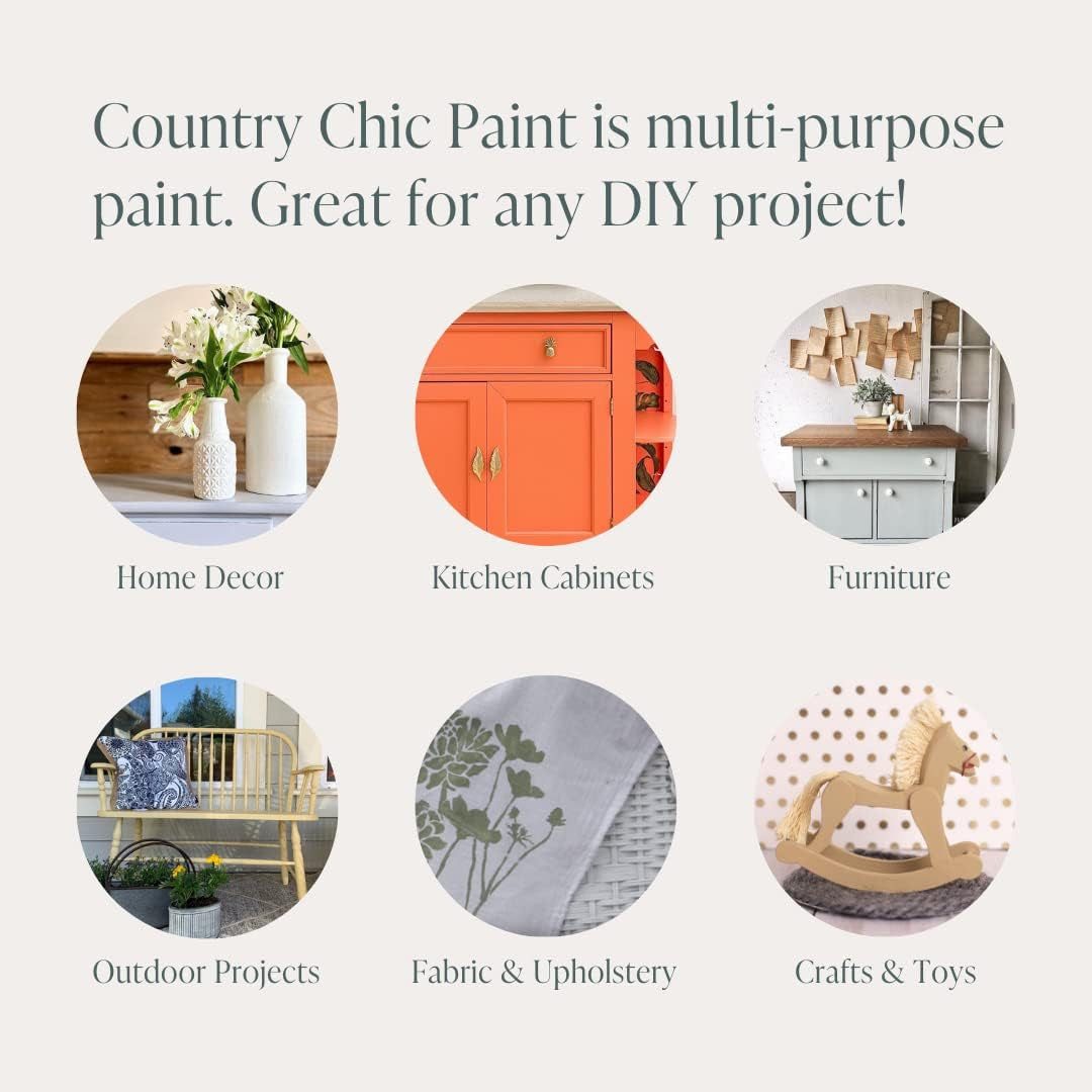 Country Chic All-In-One Chalk Paint for Furniture, Cabinets, Home Decor, Eco-Friendly, Matte Finish, Built-In Primer & Top Coat for Wood, Metal - Fresh Mustard (Mustard Yellow) - Pint 16 Oz (475 Ml)