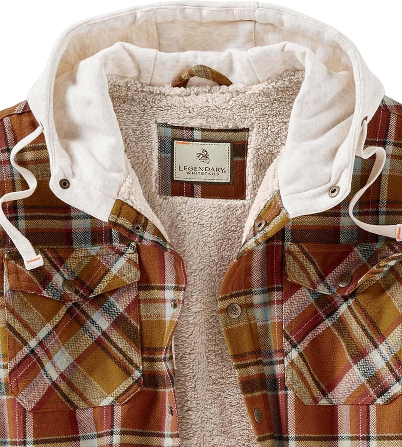 Mens Hooded Shirt Jacket Plaid Flannel Berber Lined Polyfill Insulated Shacket