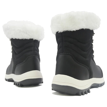Women'S Snow Boots Cozy Insulated Faux Fur Lined Waterproof Mid-Calf Winter Boots, Black