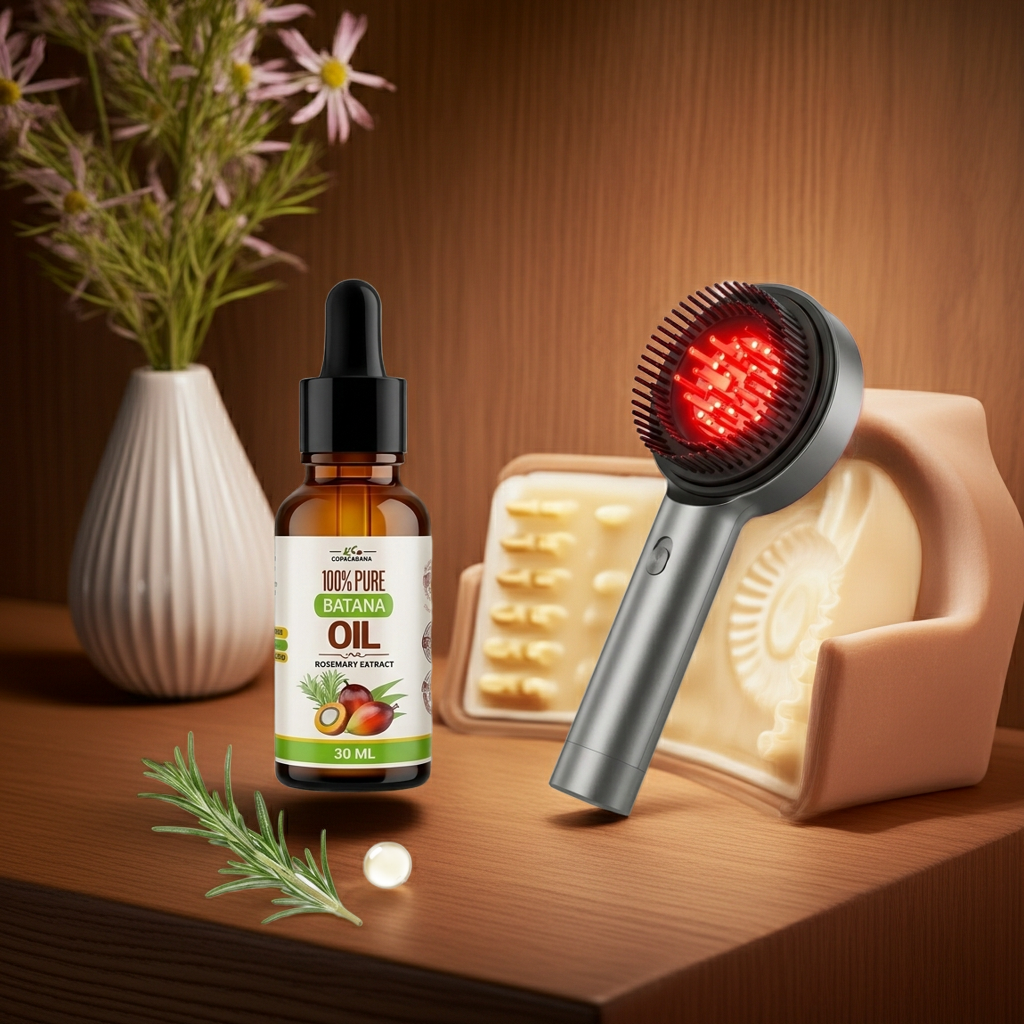 Kit Capilar Aceite de Batana + Cepillo Masajeador con Terapia de Luz Roja y Azul