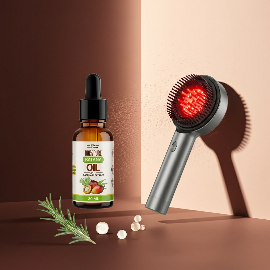 Kit Capilar Aceite de Batana + Cepillo Masajeador con Terapia de Luz Roja y Azul
